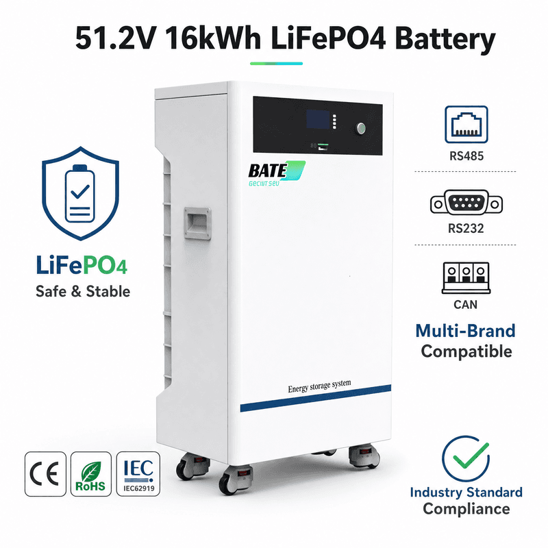16kW 314Ah 51.2V フロアスタンド型LiFePO4バッテリー