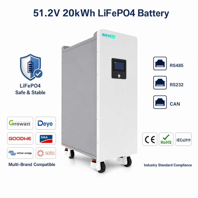 20kW 400Ah 51.2V フロアスタンド型LiFePO4バッテリー
