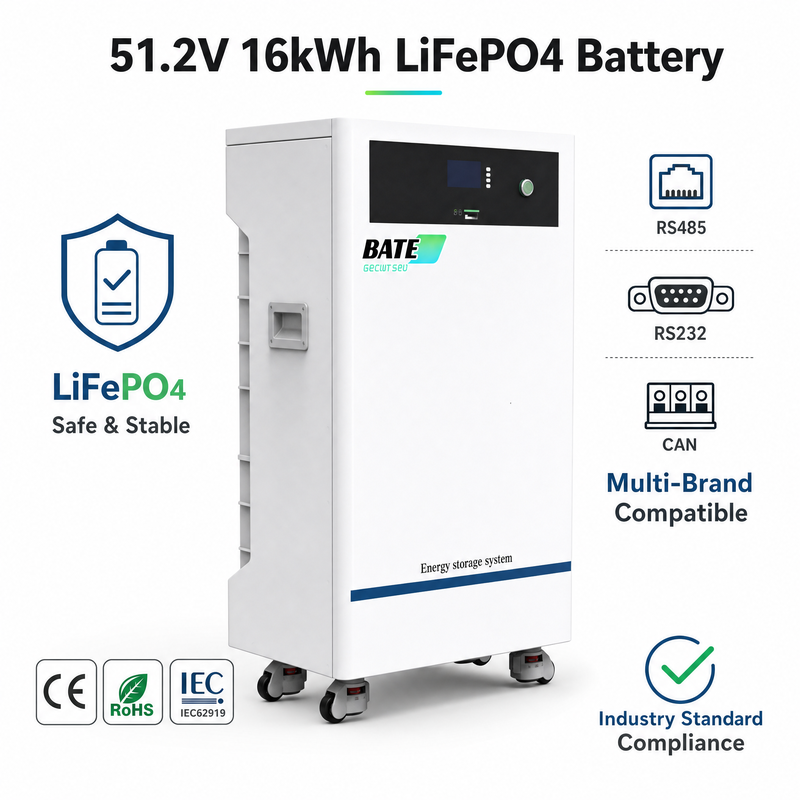 16kW 314Ah 51.2V フロアスタンド型LiFePO4バッテリー