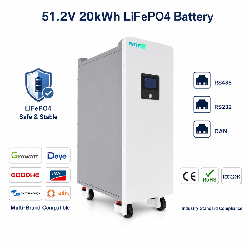 20kW 400Ah 51.2V フロアスタンド型LiFePO4バッテリー